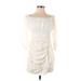 Urban Outfitters Casual Dress - Mini Boatneck 3/4 sleeves: Ivory Solid Dresses - Women's Size X-Small