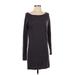Athleta Casual Dress - Sweater Dress Boatneck Long sleeves: Gray Color Block Dresses - Women's Size Small
