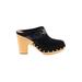 Veronica Beard Mule/Clog: Clogs Chunky Heel Bohemian Black Solid Shoes - Women's Size 10 - Round Toe