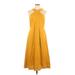 Ann Taylor Factory Casual Dress - Party High Neck Sleeveless: Yellow Print Dresses - Women's Size 10