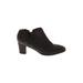 Jack Rogers Ankle Boots: Slip On Chunky Heel Casual Black Solid Shoes - Women's Size 11 - Almond Toe