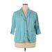 Eileen Fisher Blazer Jacket: Below Hip Teal Jackets & Outerwear - Women's Size 2X