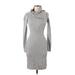 Marc New York Andrew Marc Casual Dress - Sweater Dress High Neck Long sleeves: Gray Solid Dresses - Women's Size Medium