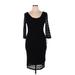 Maison Jules Casual Dress - Bodycon Scoop Neck 3/4 sleeves: Black Solid Dresses - New - Women's Size X-Large