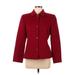 Harve Benard Wool Coat: Below Hip Red Print Jackets & Outerwear - Women's Size 8