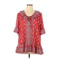 Weekend Suzanne Betro Sleeveless Blouse: Red Paisley Tops - Women's Size 1X - Print Wash