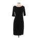 DressBarn Casual Dress - Sheath Scoop Neck Short sleeves: Black Solid Dresses - Women's Size 10