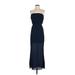 Trixxi Casual Dress Strapless Sleeveless: Blue Solid Dresses - Women's Size Small