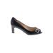 Lauren by Ralph Lauren Heels: Pumps Chunky Heel Work Black Print Shoes - Women's Size 8 - Peep Toe