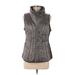 Calvin Klein Vest: Below Hip Gray Solid Jackets & Outerwear - Women's Size Medium