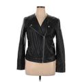 Lord & Taylor Faux Leather Jacket: Black Jackets & Outerwear - Women's Size 14