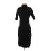 Ann Taylor Casual Dress - Bodycon High Neck 3/4 sleeves: Black Solid Dresses - Women's Size X-Small