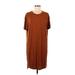 Daily Ritual Casual Dress - Shift Crew Neck Short sleeves: Brown Print Dresses - Women's Size Medium