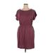 Cynthia Rowley TJX Casual Dress - Mini Scoop Neck Short sleeves: Burgundy Solid Dresses - Women's Size X-Large