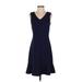 Banana Republic Cocktail Dress - Party V Neck Sleeveless: Blue Solid Dresses - Women's Size 4