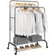 COSLD Clothes Rail, with Wheels Clothes Rack, Multifunctional Clothes Rails for Bedroom, Metal Clothes Hanging Rail, Clothing Rail with Storage Organizer Shelves, Clothes Racks for Hanging Clothes