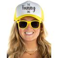 Funky Junque Trucker Hats Women Funny Baseball Cap The One Bachelorette Party Girls Bach Bridal Hat Snapback Foam Retro Mesh, The Funny One - Hat & Sunnies Set (Yellow), One Size