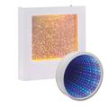 Playlearn 22cm Colour Changing Glitter Filled Square Light Rechargeable LED - 23cm3D Infinity Mirror Tunnel Light Calming Visual Effect LED Night Light for Kids Office,Living Room & Bedroom