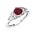 P M-ENTERPRISES 1.00 Carat Round Shape Created-Red Ruby Women's Solitaire Vintage Engagement Band Ring 14K White Gold Plated (O)