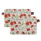 Fabric Storage Boxes with Leather Handle, Set of 2, Vintage Floral Poppy Flowers Waterproof Collapsible Canvas Organiser Cubes Toys Clothes Storage Cube Bins for Shelves Closet Household Organizer
