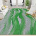 Eteyteay Watercolor Striped Area Rug Rectangle Carpets Green White Gradient Rugs, Non Slip Washable Indoor Doormats Accent Floor Mat Minimalist Home Decor Non-Shedding Area Rugs 90x150cm
