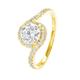 Rings for Women, Yellow Gold Engagement Ring 18K Size S 1/2 White Round Moissanite Halo Channel for Wedding Promise Rings for Men