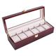 DameCo Watch Box Luxury Wooden Watch Box Watch Holder Box for Watches Men Glass Cover Jewelry Organizer Box Multi-slot Watch Organizer ，red Watch Organizer for Storage and Display (Color : 6 Slots)
