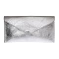 Girly Handbags Womens Italian Suede Leather Envelope Clutch Bag Metallic Silver