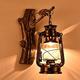 QIByING Wall Oil Lamp Mounted Lighting Vintage Industrial Lantern Wall Mounted Oil Lamp Wood Wall Sconce Barn Lighting Nautical Hanging Lamp with Clear Glass Shade in Bronze