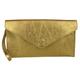 Girly Handbags Womens Italian Suede Leather Envelope Clutch Bag Metallic Old Gold