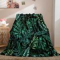 Bedding_Dreamer Green Leaf Blanket Throw Tropical Plant Blanket Exotic Tropical Leaves Fresh Jungle Blanket Botanical Flannel Throw Blanket for Couch Sofa Bed (Throw(50''x60''), Palm)