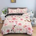 Sxakswol Peach Blossom Duvet Cover Female Girl Bedding Set Double Size Quilt Cover 3D Printed Microfibre Comforter Cover with Zipper and Pillowcases 3 Pcs v8284
