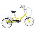 Queeucaer 20" Adult Tricycle,3 Wheels Bicycle,1Gange Single Speed U-Folding Tricycle Bicycle suitable for cities,beaches,cycle paths and various roads,Anti-slip and wear resistant wheels,Light Yellow