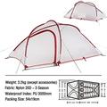 AQQWWER Tents Tent Camping Tent Family Travel Tent Ultralight Waterproof Hiking Tent Portable Outdoor Camping Tent (Color : 3P - 20D Gray)