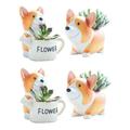 POPETPOP 4 Pcs Succulent Planter Resin Crafts Puppy Statue Planter Pot Indoor Resin Outdoor Planters Cute Flowerpot Outdoor Planter Pots Corgi Planter Resin Planter Nursery Port Cartoon