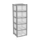 VTL® 5 Plastic Storage Drawers Large Towers Chest Unit Toy Clothes Silver