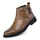 DMGYCK Men's Leather Dress Chelsea Boots Pointed Toe Inner Zipper Adjustable Business Formal Chukka Boots Non-Slip Casual Booties (Color : Brown, Size : 6 UK)