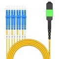 AMPCOM MPO to LC Breakout Cable 9/125ÎŒm Singlemode OS1/OS2 (8 Fiber, MPO to LC, Type B, LSZH/Riser, UPC, Yellow) 25m (82ft)