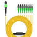 AMPCOM MPO to FC Breakout Cable 9/125ÎŒm Singlemode OS1/OS2(8 Fiber, MPO to FC, Type B, LSZH/Riser, UPC, Yellow) 30m (98.4ft)