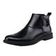 DMGYCK Men's Leather Dress Chelsea Boots Pointed Toe Inner Zipper Adjustable Business Formal Chukka Boots Non-Slip Casual Booties (Color : Black+white Fur, Size : 7 UK)