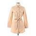 Bisou Bisou Track Jacket: Mid-Length Tan Solid Jackets & Outerwear - Women's Size 8