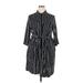 Torrid Casual Dress - Shirtdress Collared 3/4 Sleeve: Black Stripes Dresses - Women's Size 2X Plus