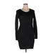 Attention Casual Dress - Mini Crew Neck Long sleeves: Black Print Dresses - Women's Size X-Large