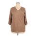 LOGO by Lori Goldstein Long Sleeve T-Shirt: Brown Tops - Women's Size X-Large