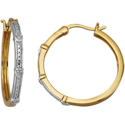 Paar Creolen FIRETTI "Schmuck Geschenk Silber 925 Ohrschmuck Ohrringe Herzen Bicolor", silber (gelbgoldfarben, silberfarben), Ohrringe, Damen, 0,02 ct P3 = leicht erkennbare Einschlüsse, Silber 925 (Sterlingsilber)-Diamanten, Silber 925... Image