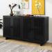 Modern Sideboard Buffet Cabinet with 4 Hollow Doors, Kitchen Accent Storage Cabinet with 2 Adjustable Shelves for Living Room