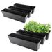 Rectangle Window Boxes, 6PCS 16x3.8 Inch Black Herb Planters with RemovableTray , Succulent Flowers Plastic Pot