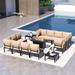 Outdoor Patio Furniture Set, Sectional Sofa Set with Table & Firepit
