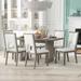 7-Piece Dining Sets with Rectangular Dining Table and 6 Upholstered Chairs, Farmhouse Wood Dining Table Set