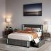 Queen Size Platform Bed with LED Lights, Upholstered Bed Frame with USB Charging, Storage Bed with 4 Drawers, Grey